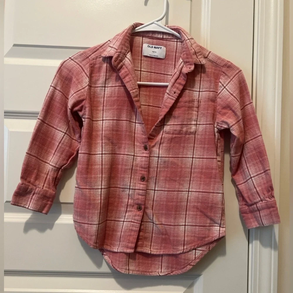 Old Navy Pink Plaid Button Down Shirt